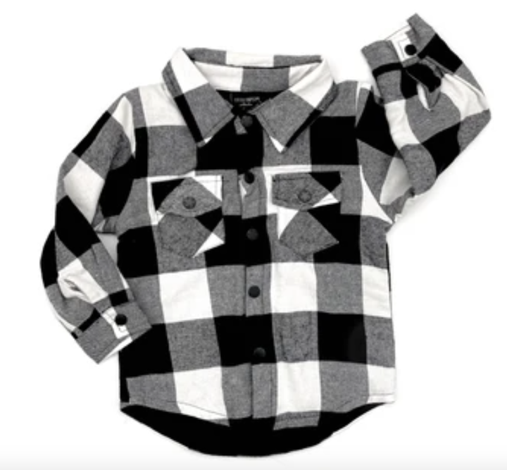 Little Bipsy buffalo plaid black and white flannel