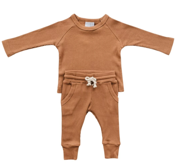 Mebie Baby - Organic Cotton Ribbed Two-piece Set in Cider