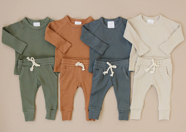 Mebie Baby - Organic Cotton Ribbed Two-piece Set in Rust