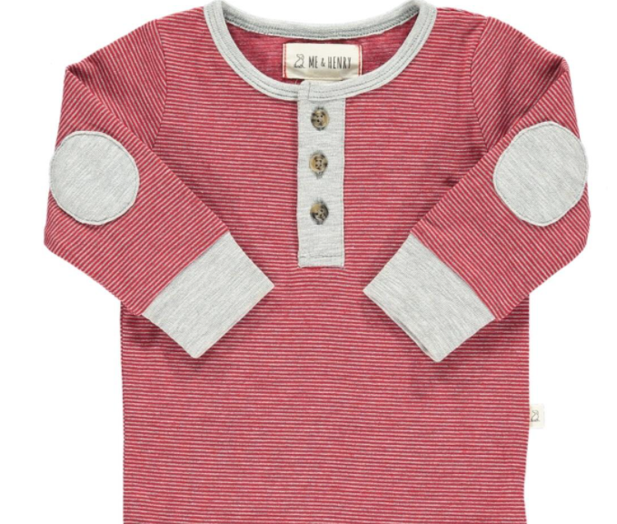 Me & Henry - Baby Stripe Henley in Red