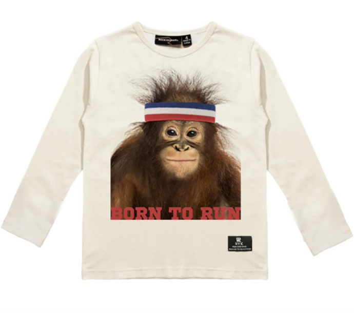 Rock Your Kid - Born to Run Long Sleeve Tee in White