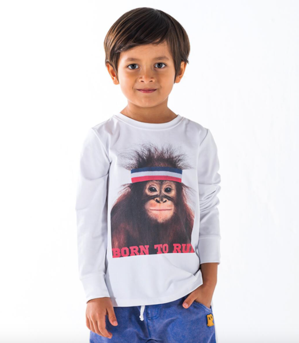 Rock Your Kid - Born to Run Long Sleeve Tee in White