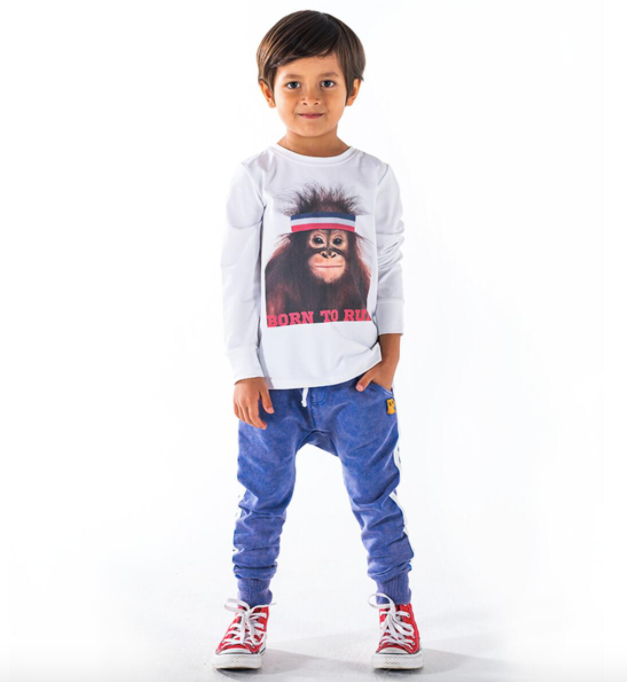 Rock Your Kid - Born to Run Long Sleeve Tee in White