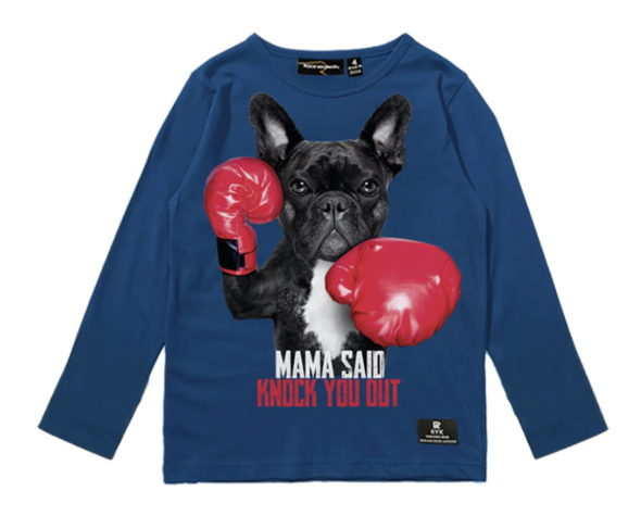 Rock Your Kid - Mama Said Knock You Out Long Sleeve Tee in Blue