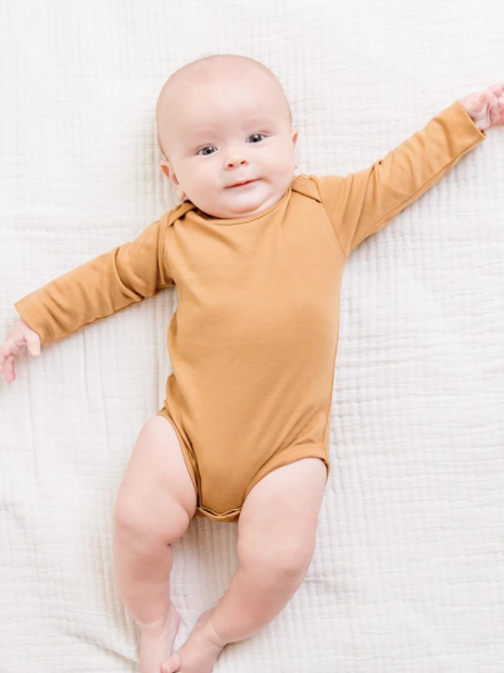 Colored Organics - Long Sleeve Bodysuit in Amber