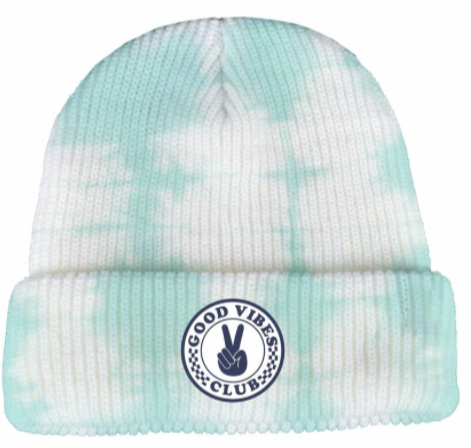 Tiny Whales - Good Vibes Club Beanie in Mint Tie Dye