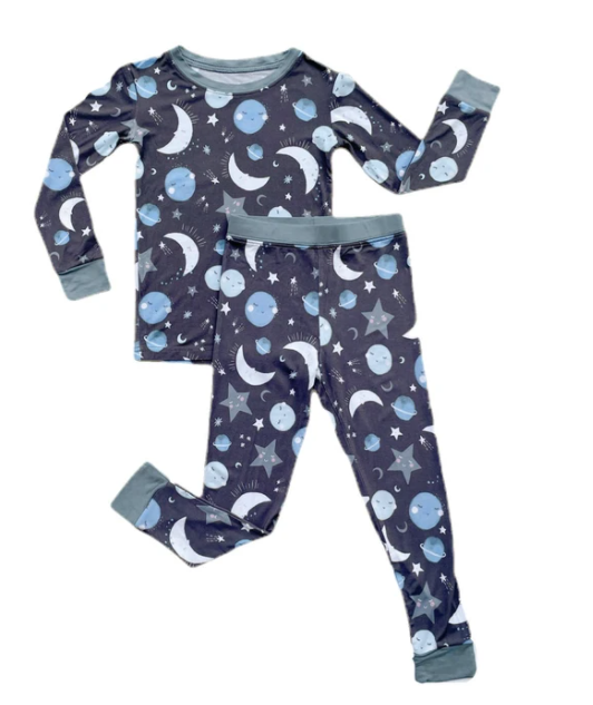 Little Sleepies - To the Moon and Back Bamboo/Viscose Pajamas in Blue