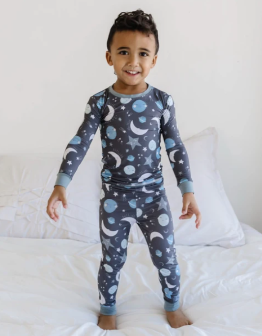 Little Sleepies - To the Moon and Back Bamboo/Viscose Pajamas in Blue