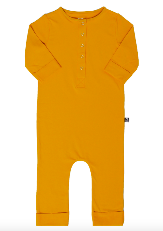 Rags - Essentials 3/4 Rolled Sleeve Henley Rag in Golden Yellow