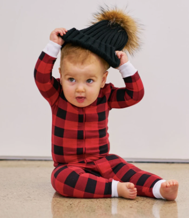 Lola + Taylor - Country Moose Infant Romper in Black/Red