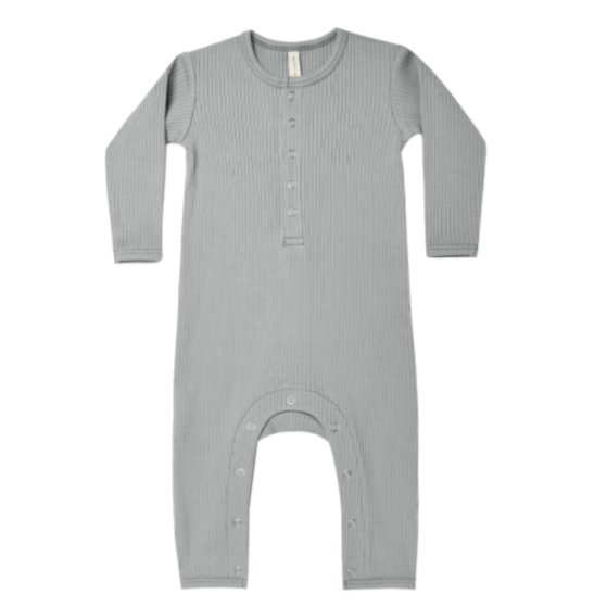 Quincy Mae ribbed baby jumpsuit dusty blue