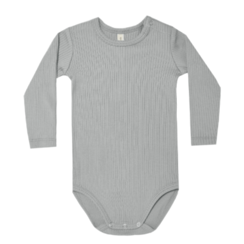 Quincy Mae ribbed bodysuit in dusty blue