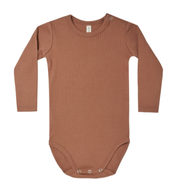 Quincy Mae ribbed bodysuit clay