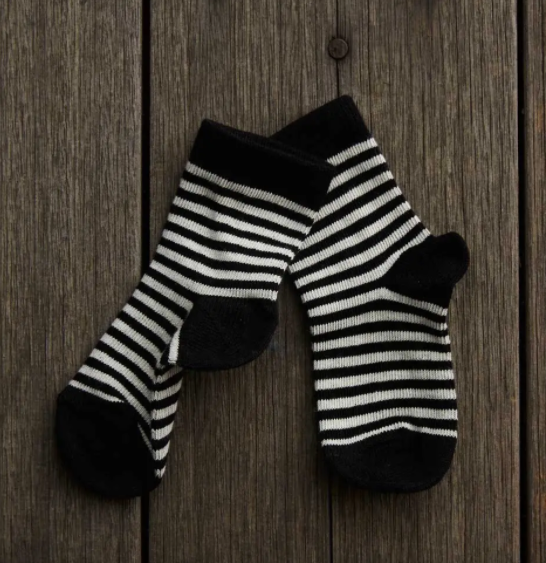 Goat-Milk Socks in Black and White Stripes