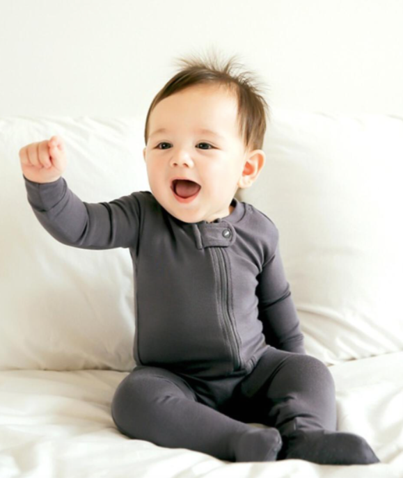 Basic Baby Modal Footies in Charcoal