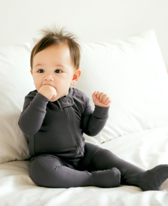Basic Baby Modal Footies in Charcoal