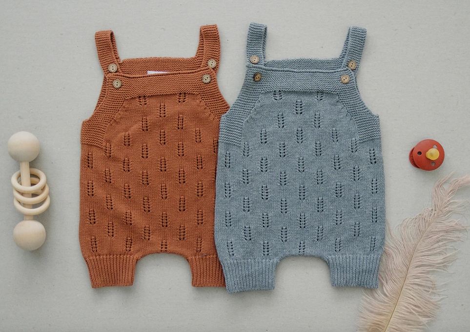 Mebie Baby - Short Knit Romper in Rust