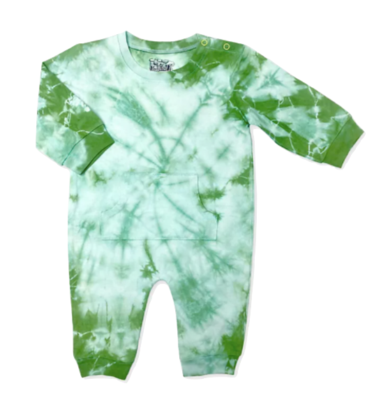 Kapital K - Spiral Tie Dye Long Sleeve Romper in Green
