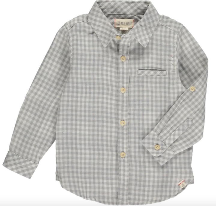 Me & Henry - Merchant Gauze Button Up in Grey Plaid
