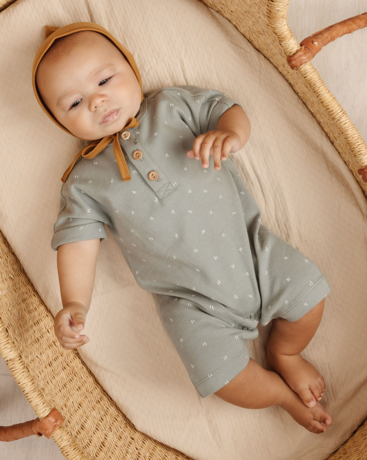 Quincy Mae - Short Sleeve Romper in Spruce