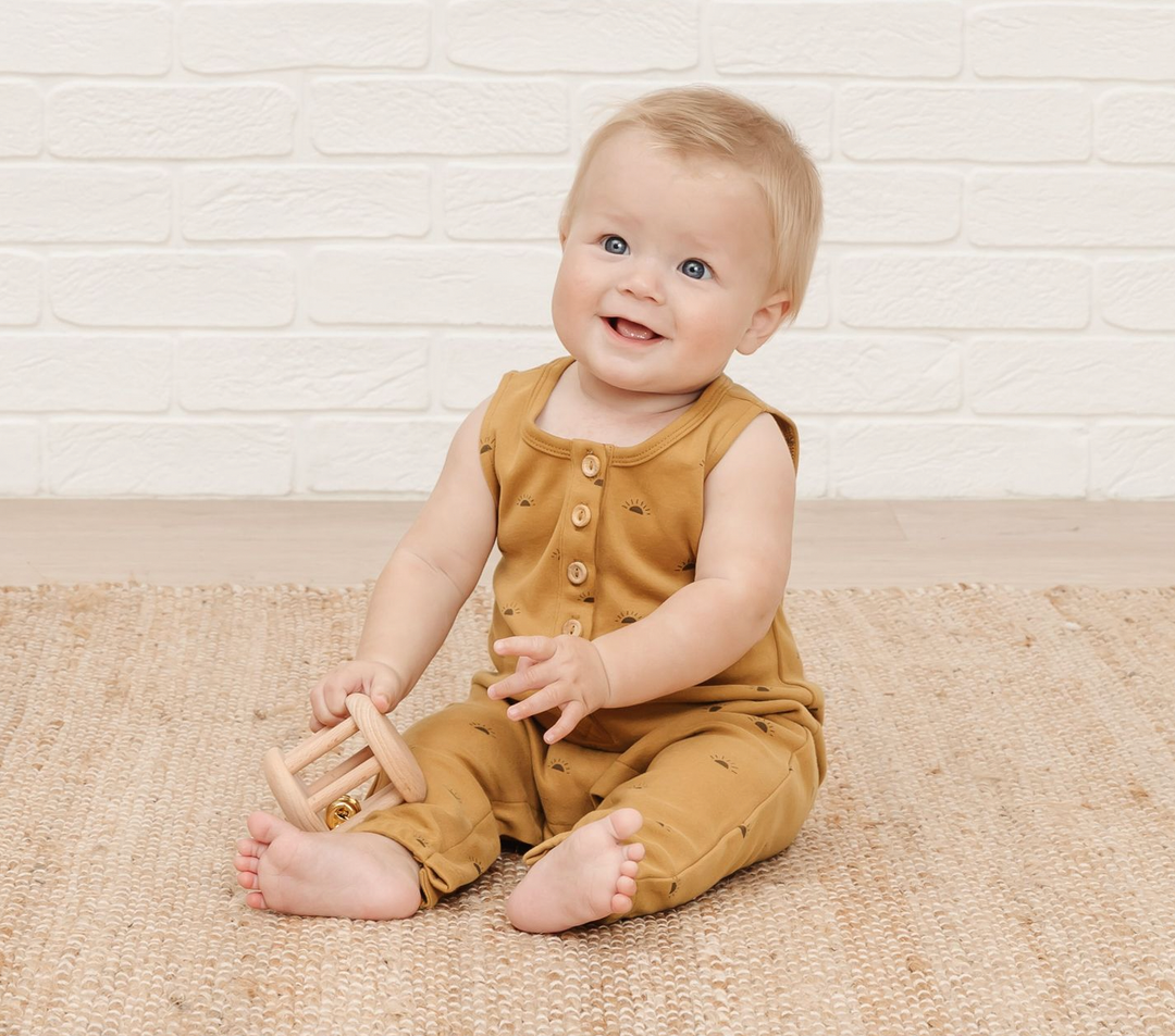 Quincy Mae - Sleeveless Jumpsuit in Ocre Suns