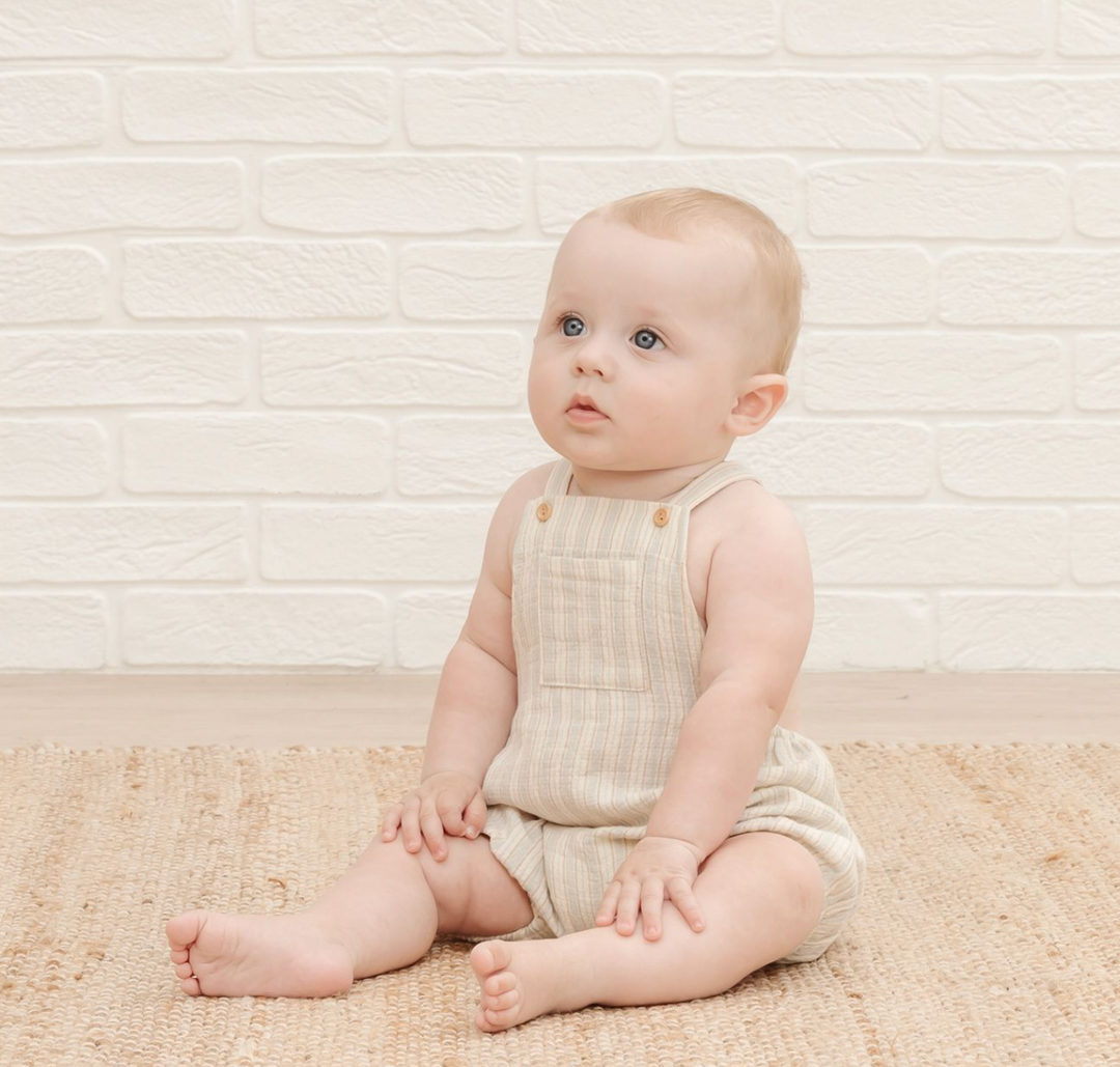Quincy Mae - Hayes Overalls in Sky Stripe