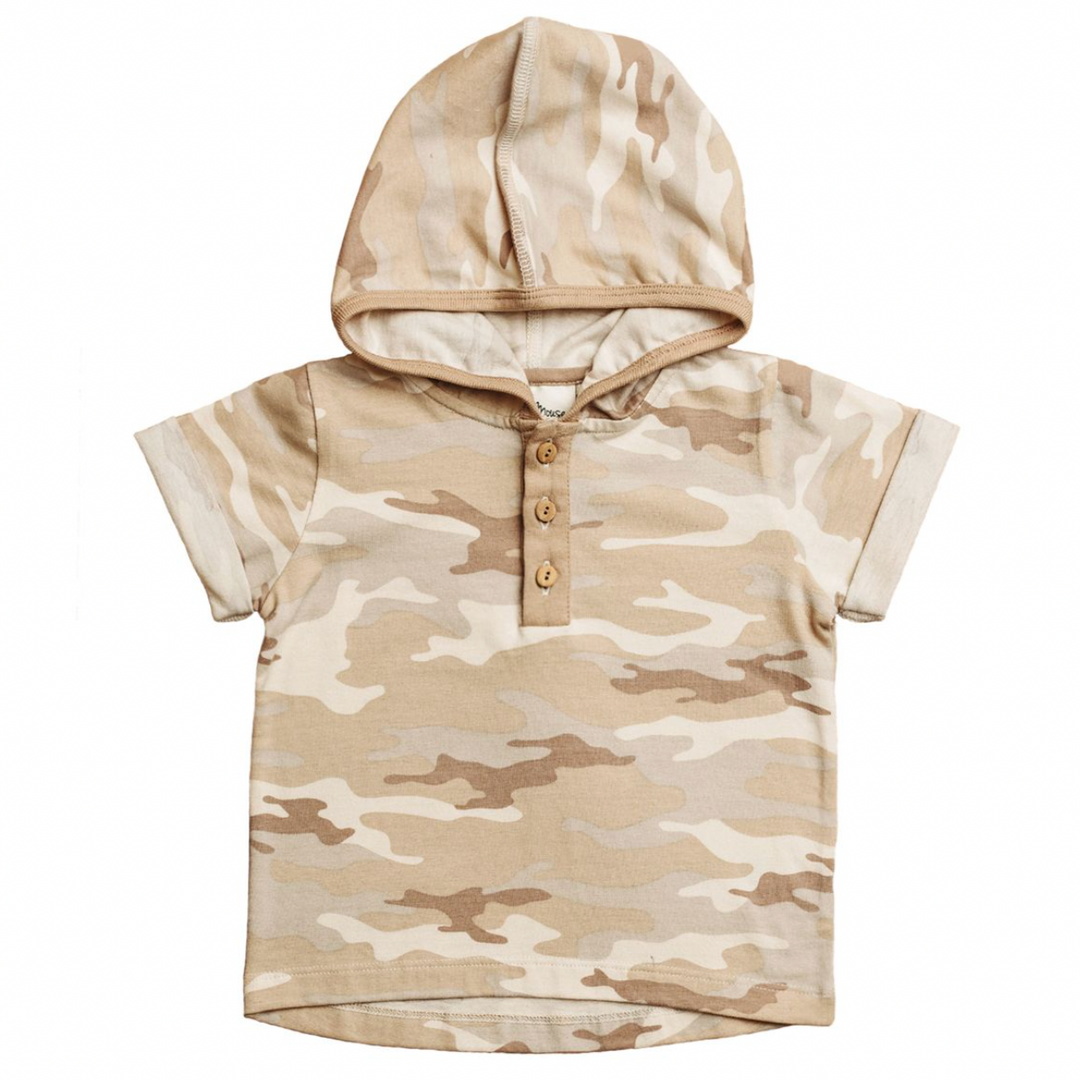 City Mouse hooded henley in camo