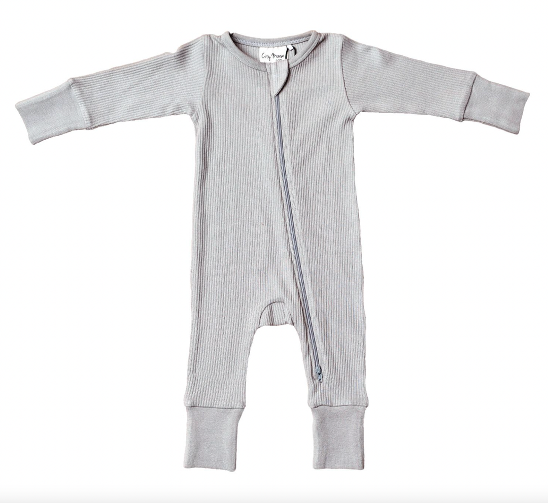 City Mouse ribbed sleeper in silver