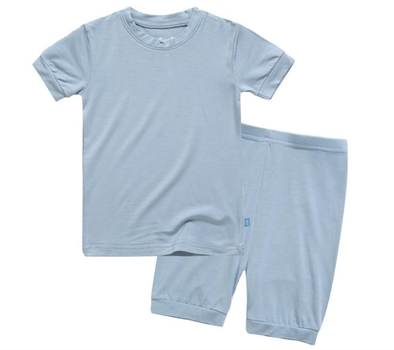 Basic Kids Modal Short-Sleeve Pajamas in Bluegrey