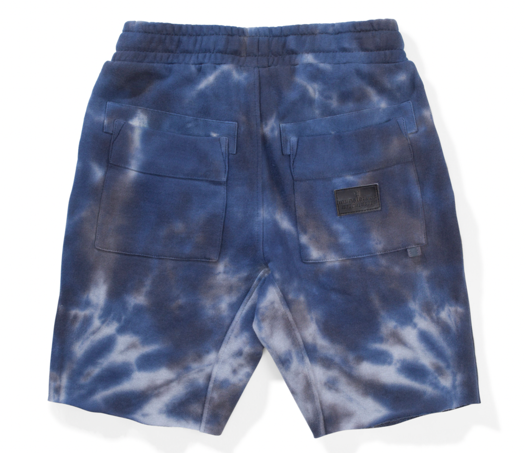 Munster Kids - Cyclone Fleece Shorts in Blue Tie Dye