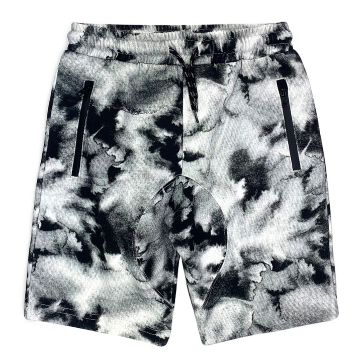 boys black and white marble shorts