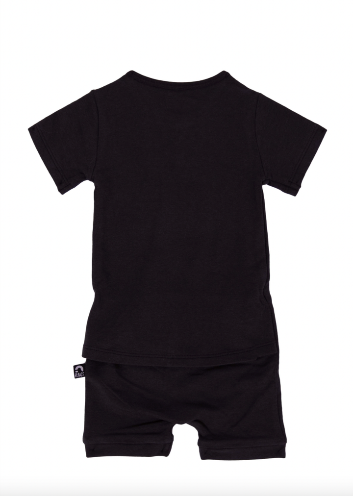 Rags - Essentials Infant Peekabooty Short Sleeve Shorts Romper in Phantom