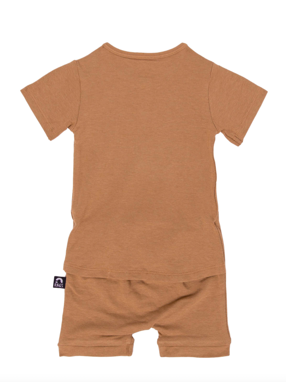 Rags - Essentials Infant Peekabooty Short Sleeve Shorts Romper in Camel