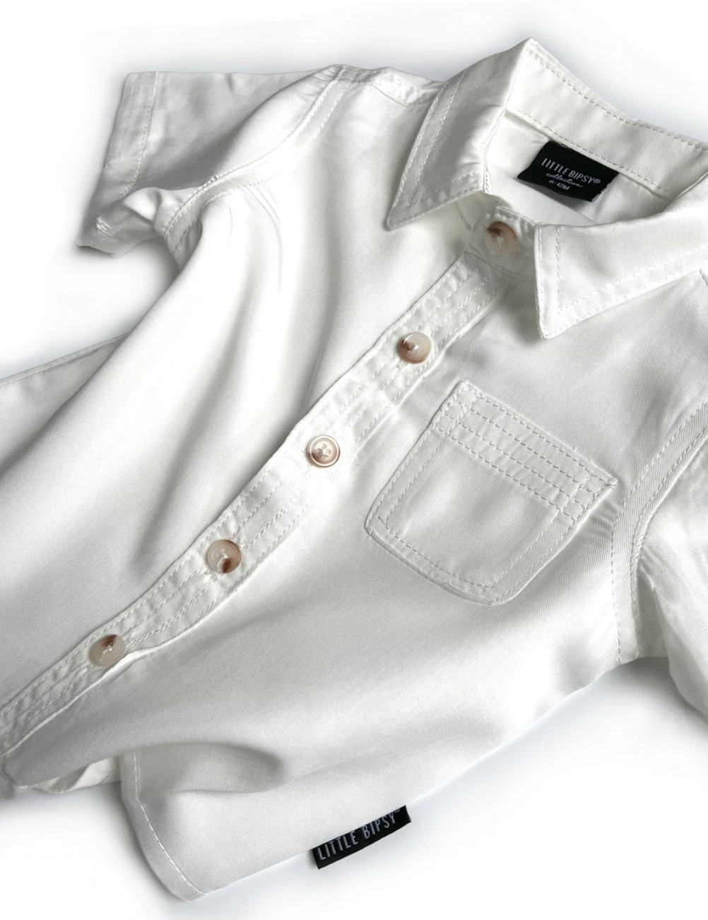 Little Bipsy - Linen Button-Up in White