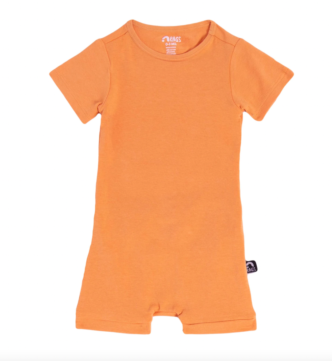 Rags - Essentials Infant Peekabooty Short Sleeve Shorts Romper in Copper Tan
