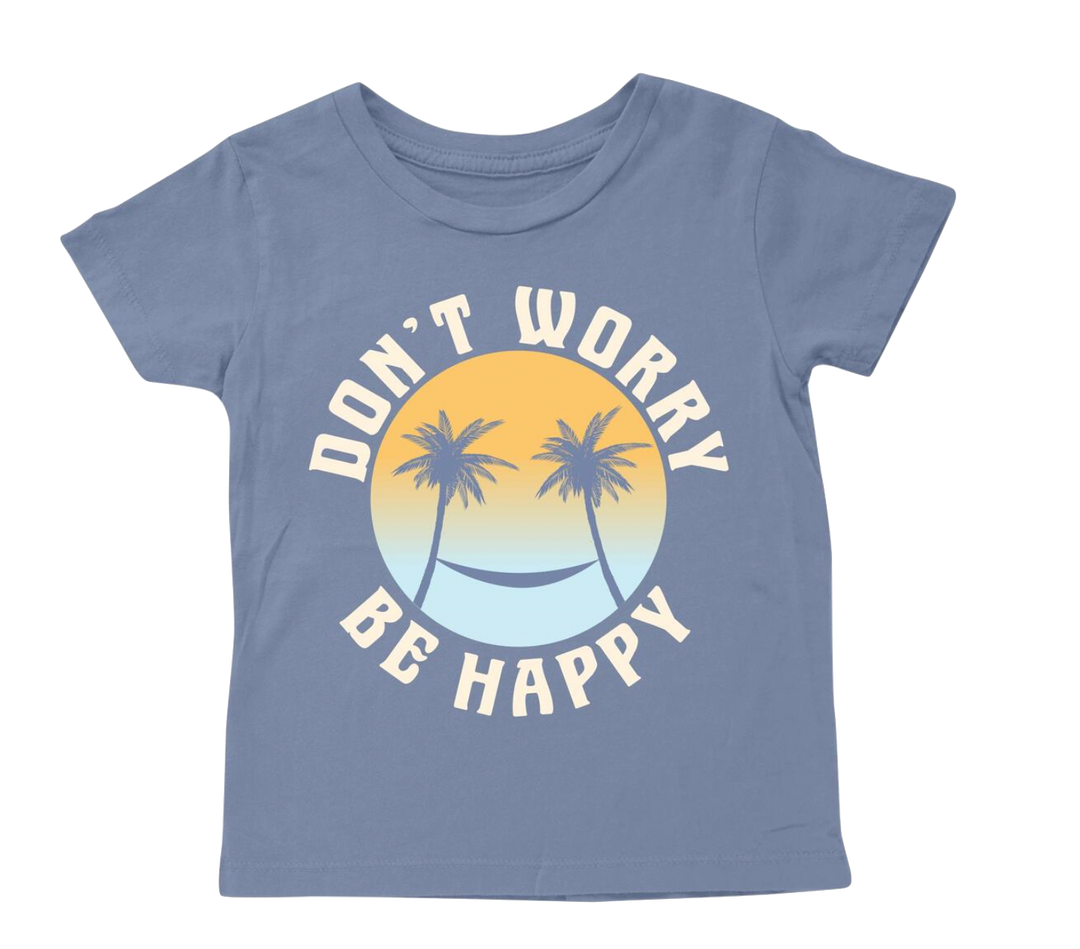 Tiny Whales - Don't Worry Be Happy Tee in Faded Navy