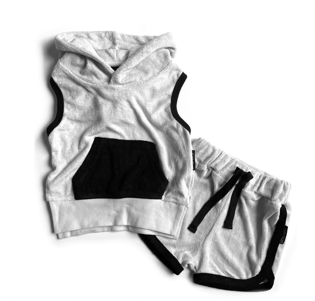 Little Bipsy - Terry Cloth Track Shorts in Monochrome