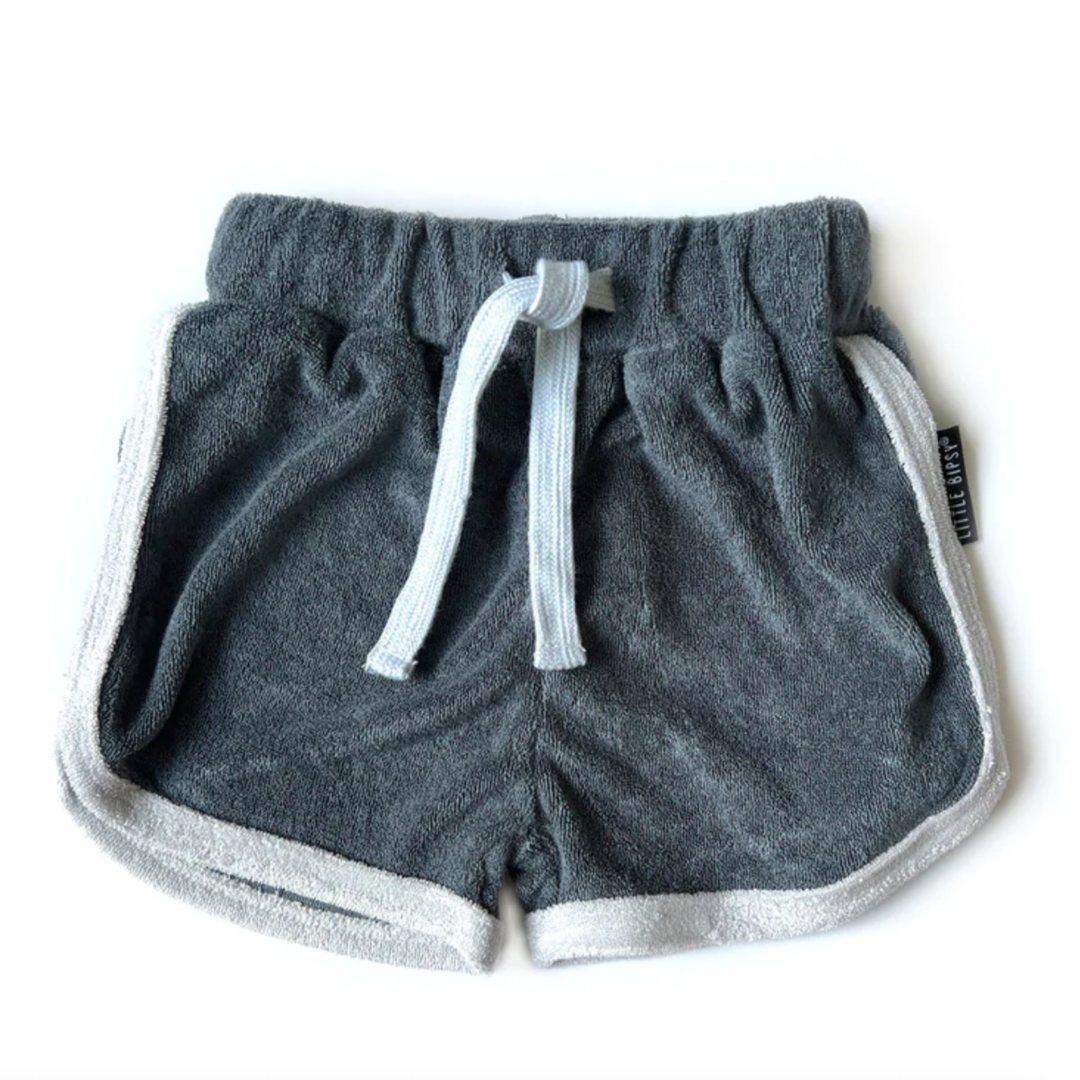 Little Bipsy terry cloth track shorts slate blue