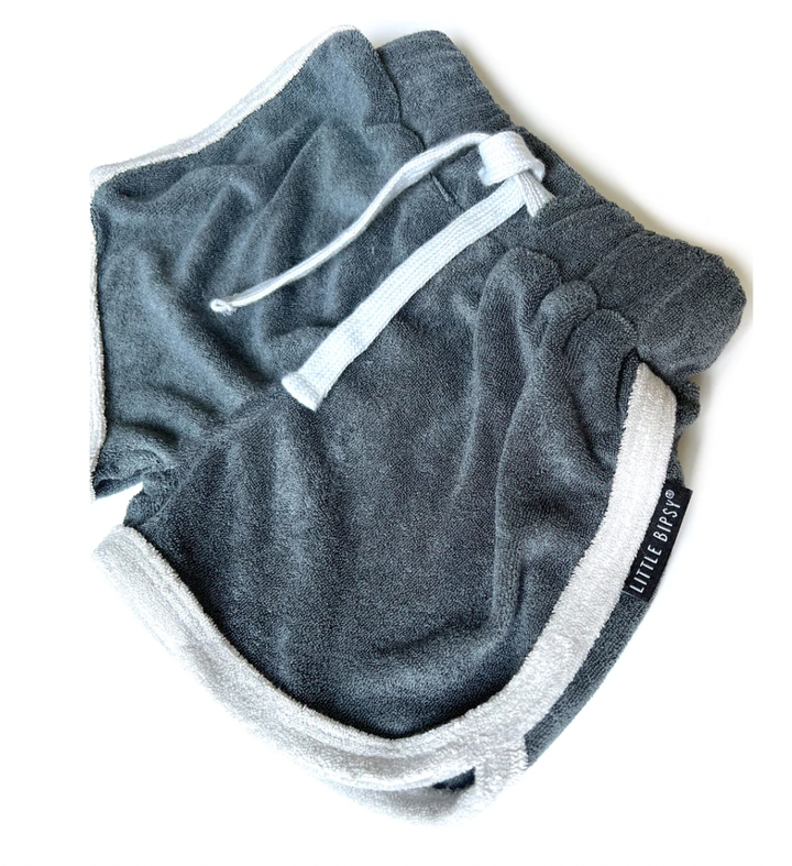 Little Bipsy - Terry Cloth Track Shorts in Slate Blue