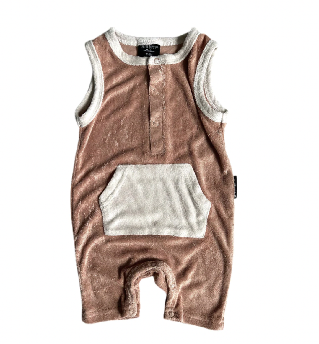 Little Bipsy - Terry Cloth Shorty Romper in Cinnamon