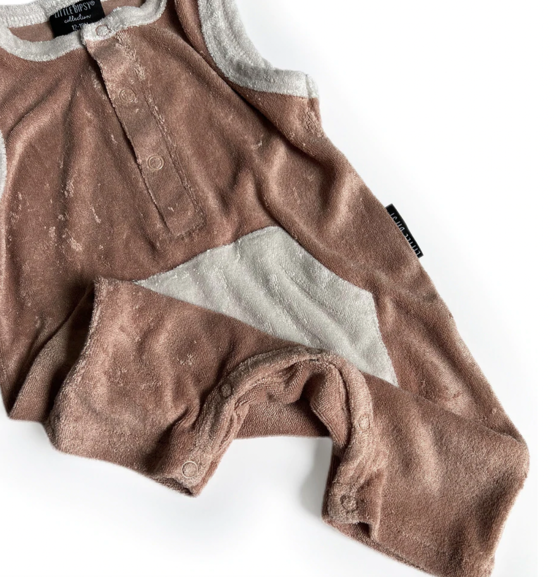 Little Bipsy - Terry Cloth Shorty Romper in Cinnamon