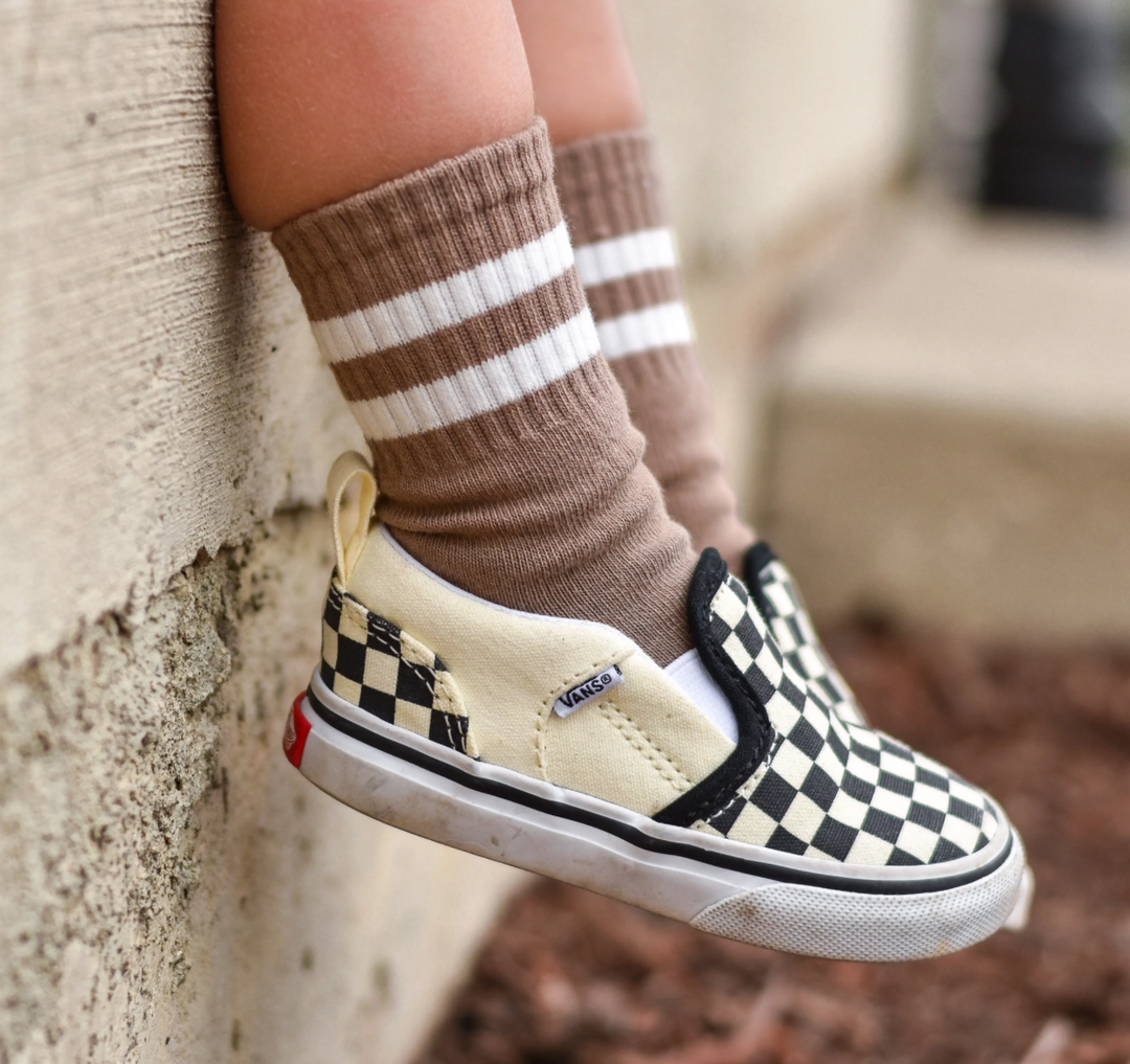 Kickin It Up Socks -Neutral w/ White Stripes