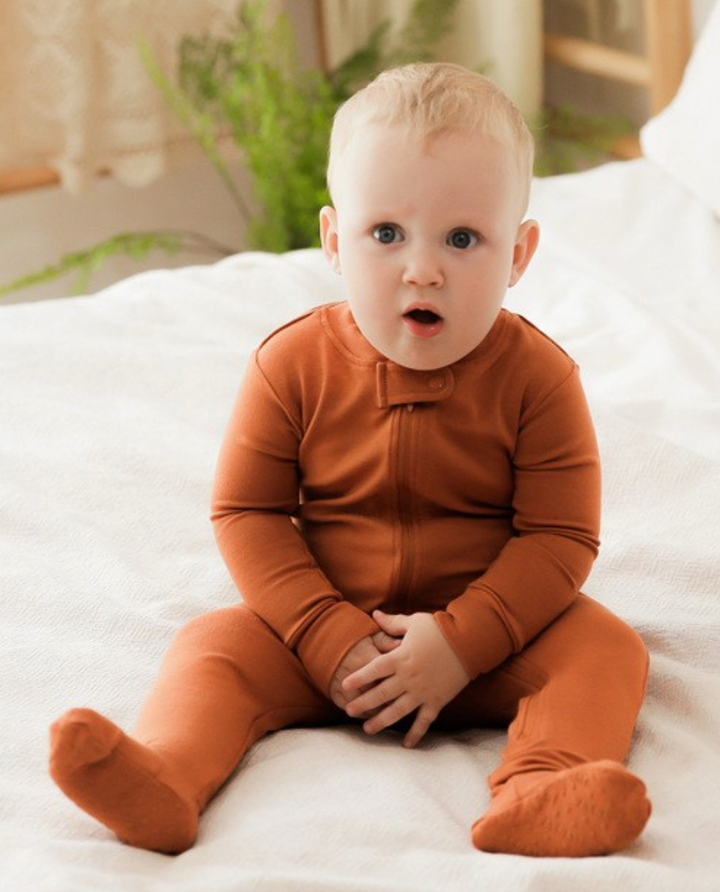 Basic Baby Modal Footies in Autumn