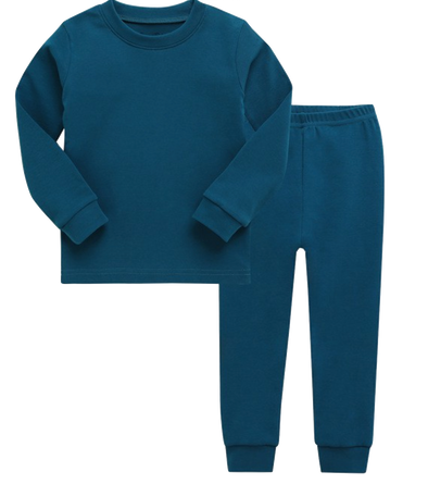 Basic Kids' Two-Piece Long-Sleeve Pajamas in Lake Blue (4/5 and 6/7)