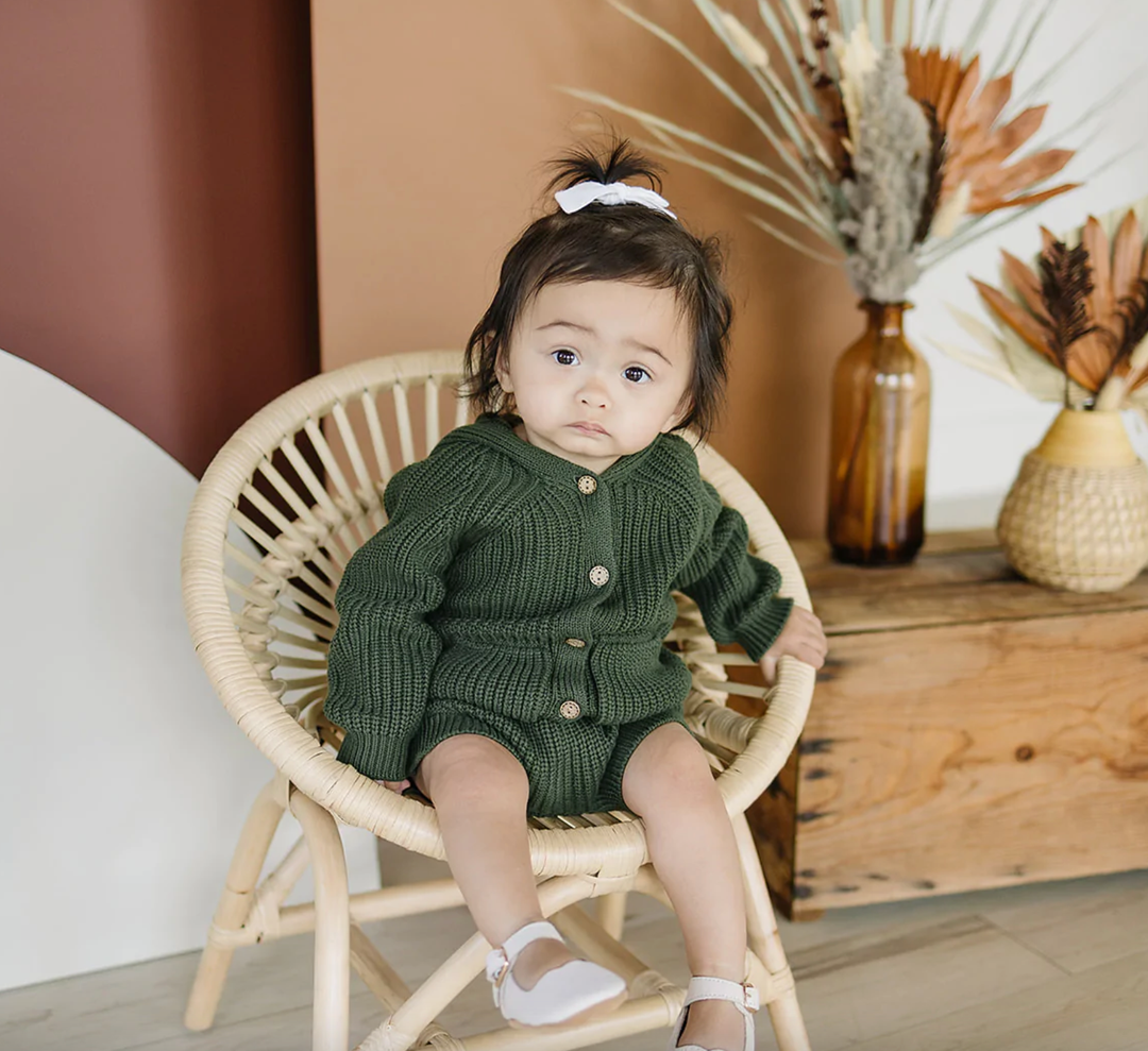 Mebie Baby - Hooded Knit Cardigan in Green