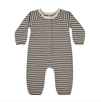 Quincy Mae charcoal stripe waffle jumpsuit