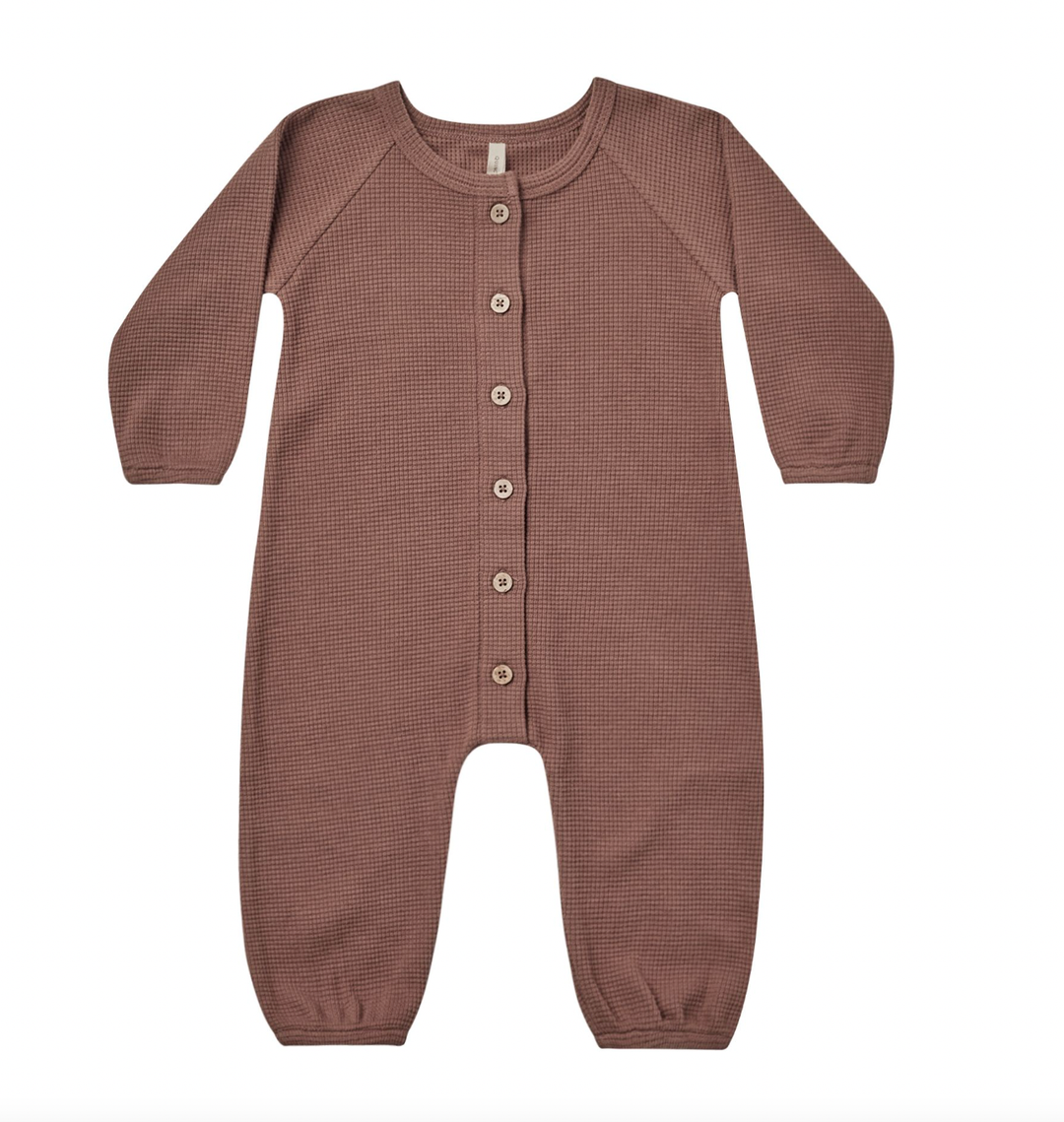 Quincy Mae waffle jumpsuit in pecan
