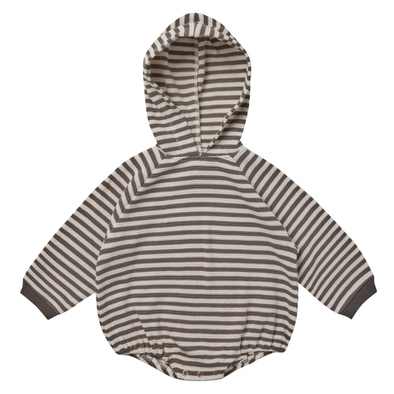Quincy Mae hooded bubble romper charcoal stripe