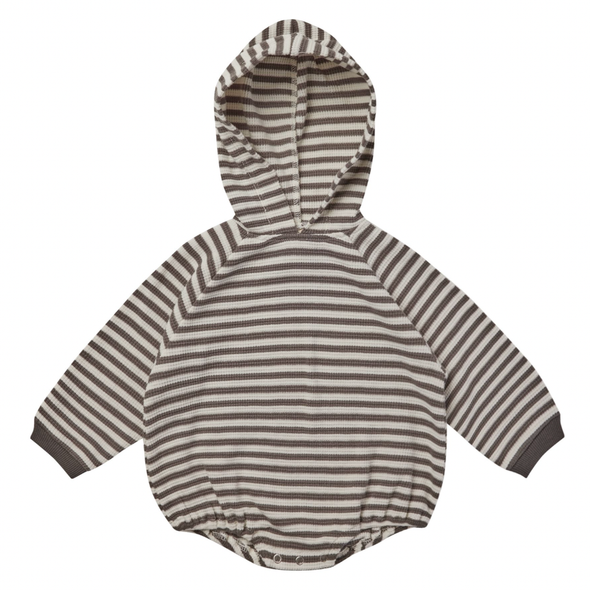 Quincy Mae hooded bubble romper charcoal stripe