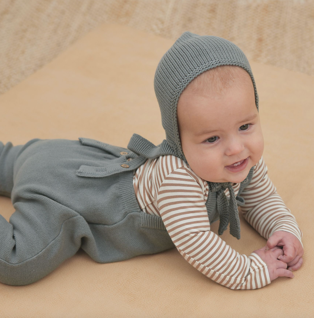 Quincy Mae - Jersey Onesie in Cocoa Stripe